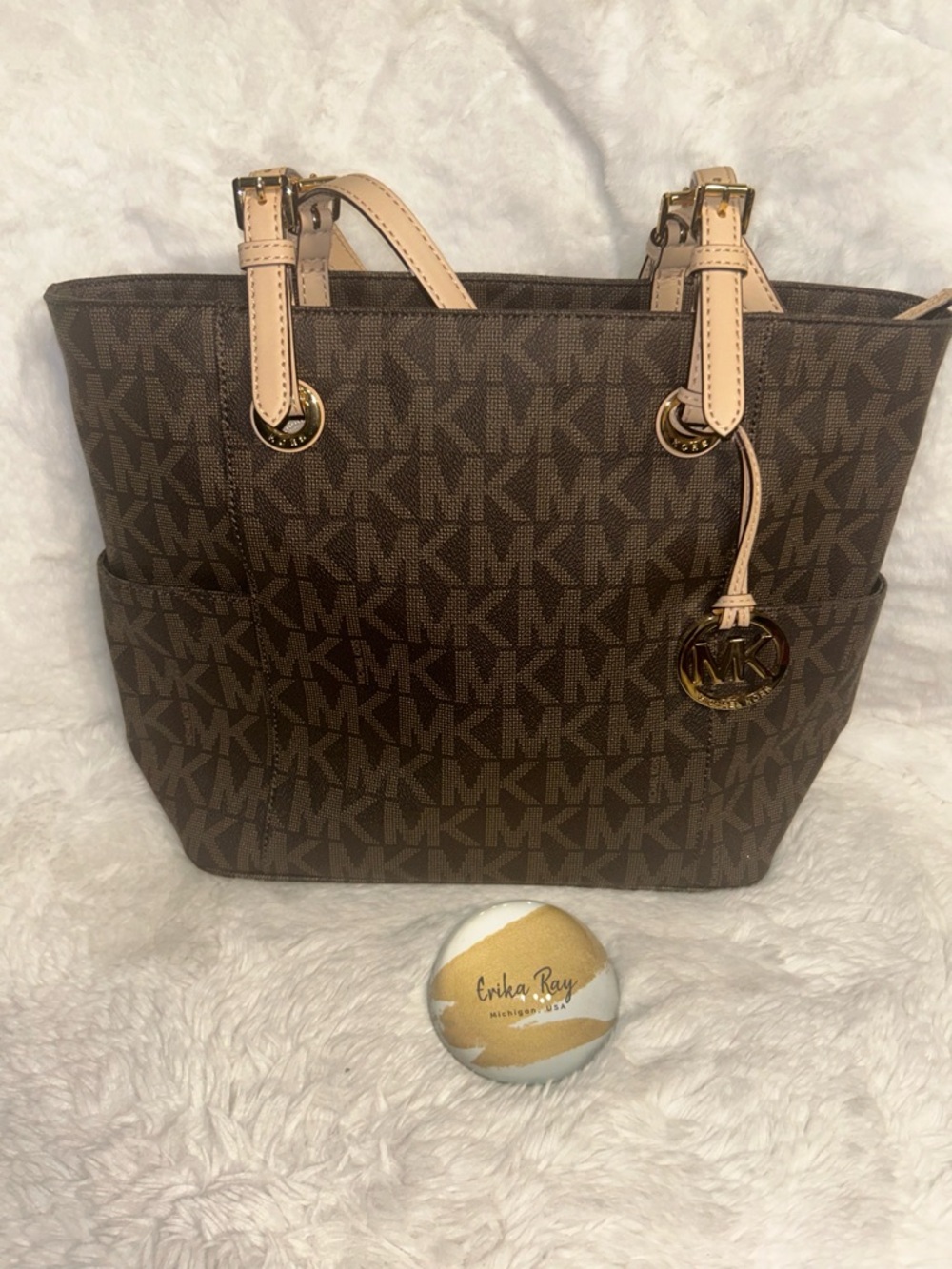 Michael Kors Brown Signature Jet Set Tote - Picture 2 of 16